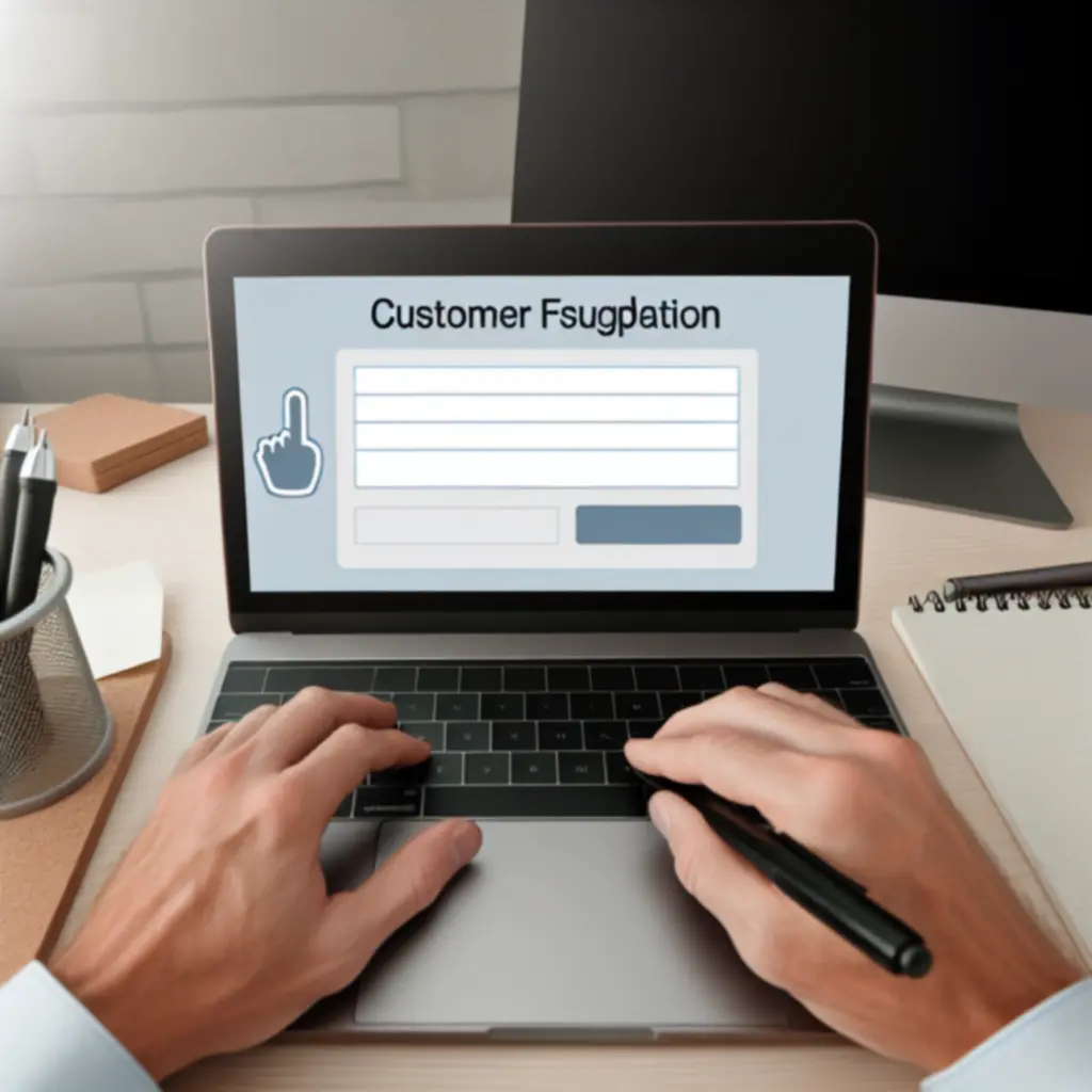 Klient wprowadzający opinię o TravelGearX na laptopie