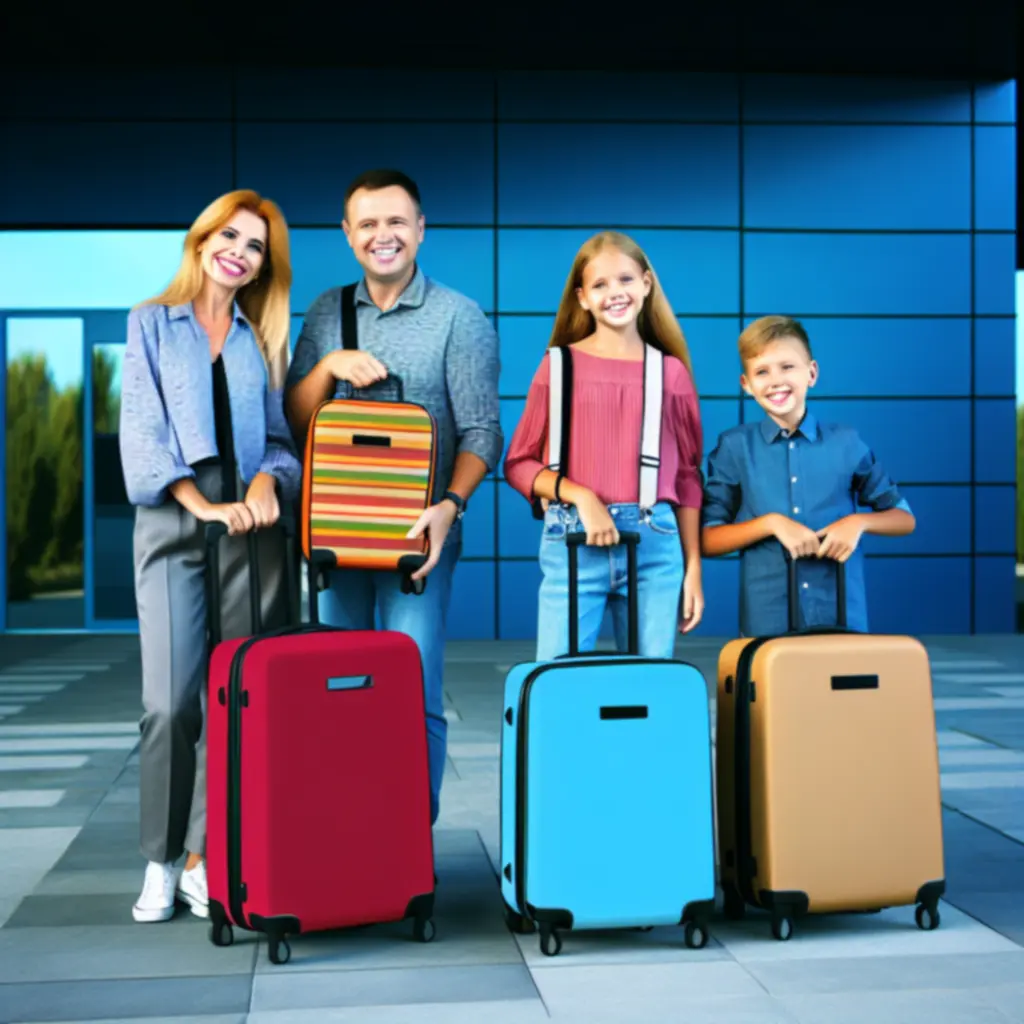 Zestaw dużych walizek rodzinnych na wspólną podróż