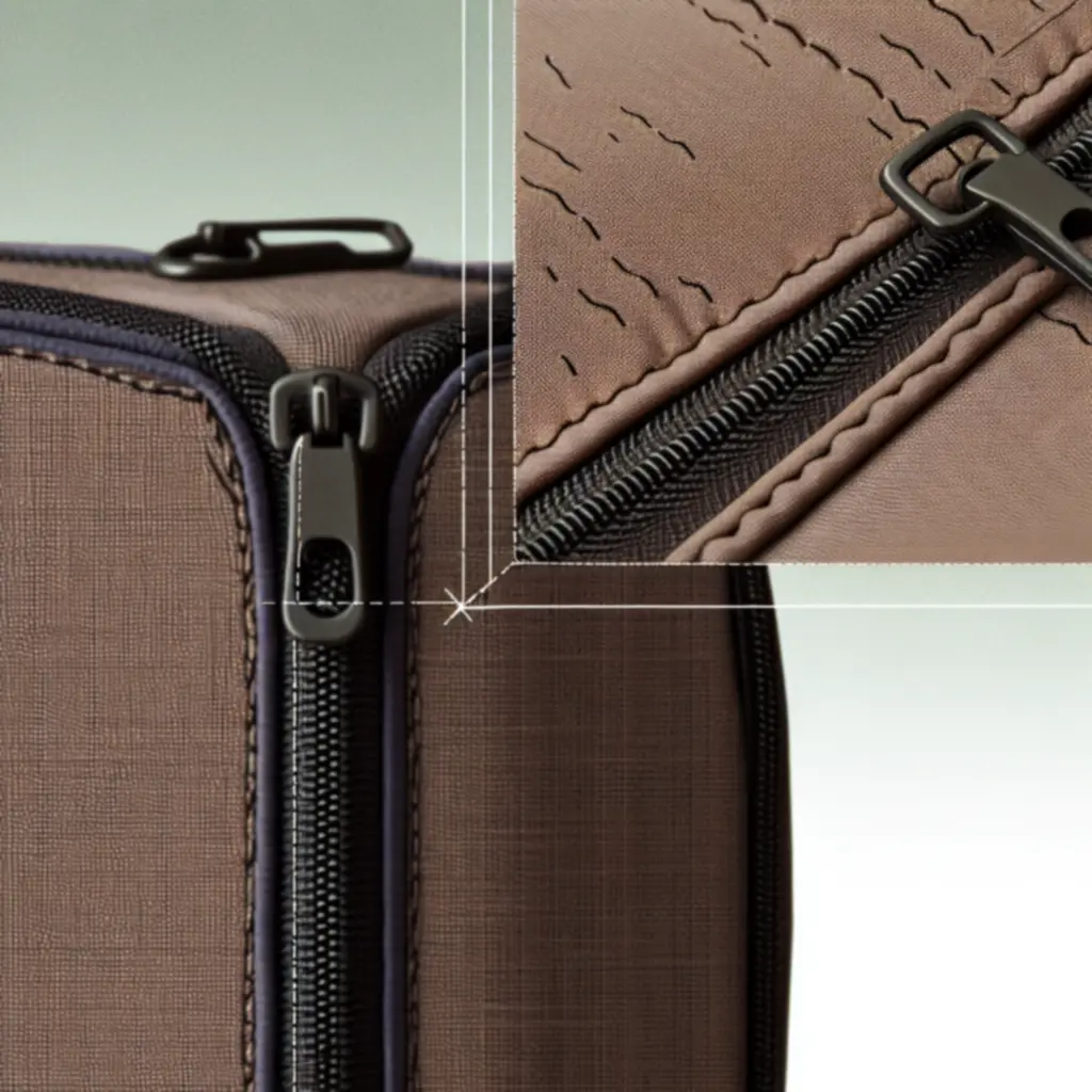 Zbliżenie na wysokiej jakości, wytrzymały materiał organizera podróżnego